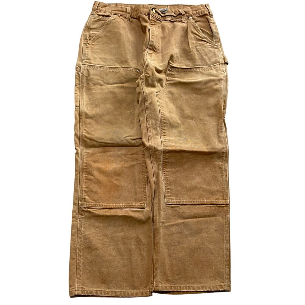 Vintage Carhartt Double Knee Tan Pants Size Made In USA B01-BRN Tan Size 38x30